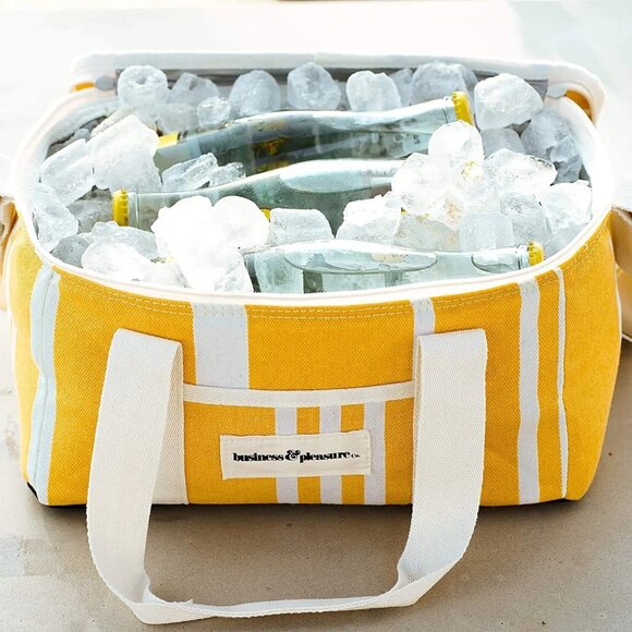 Business and Pleasure The Holiday Cooler Bag FFF Yellow Stripe Lunch - Picture 4 of 15